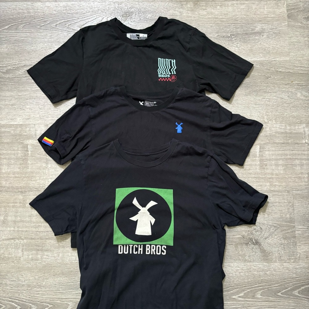 Dutch bros t shirts set of 3 black men’s medium tees
